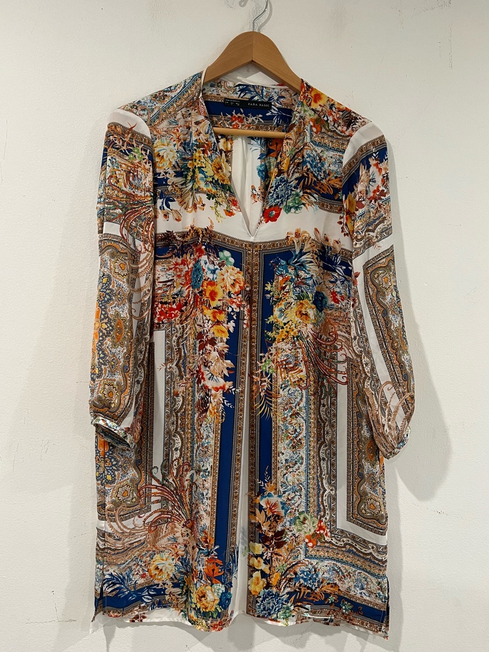 ZARA Floral Paisley Print Tunic Dress in Multicolor L